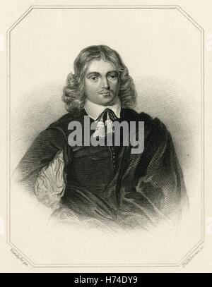 Antike c1840 Gravur, junge Lucius Cary, 2. Viscount Falkland. Lucius Cary (1610-1643) war ein englischer Schriftsteller und Politiker, der in das House Of Commons von 1640 bis 1642 saß. Er kämpfte auf der Royalisten im englischen Bürgerkrieg und wurde bei der ersten Schlacht von Newbury in Aktion getötet. QUELLE: ORIGINAL GRAVUR. Stockfoto