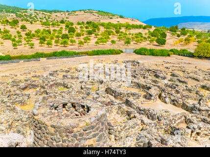 Die Stiftung des alten Dorfes ist das einzige erhaltene Teil, Sardinien, Italien. Stockfoto