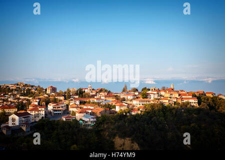 Blick auf Altstadt Signagi in Kachetien Region, Georgien Stockfoto