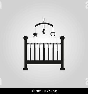 Kinder Bett-Symbol. Baby Bett Design. Wiege und Heimat, Krankenschwester-Symbol. Web. Grafik. AI. App-Logo. Objekt. flache. Bild. Melden Sie sich. Gewinn je Aktie. Stock Vektor