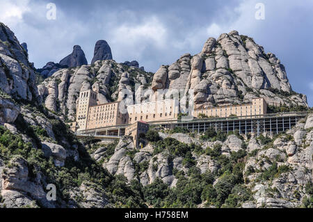 Blick auf das Kloster von Montserrat in Katalonien, Spanien Stockfoto