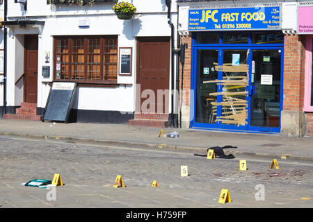 Die Szene eines Angriffs in Aylesbury Stockfoto