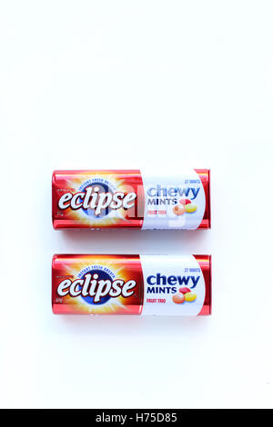 Australische Eclipse Chewy Münzstätten auf weißen Hintergrund isoliert Stockfoto