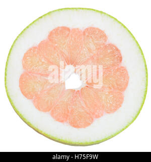 Scheibe der Pomelo isoliert auf weißem Hintergrund Stockfoto