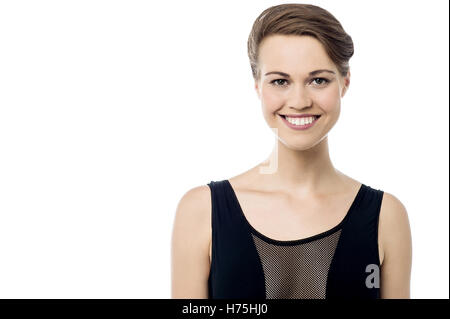 Frau Lachen Lachen Lachen Twit kichern Lächeln Lächeln lachen lachend lächelnd lächelt stilvolle schlank jung Jünger ariden Stockfoto