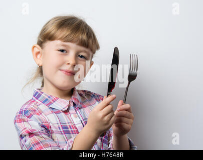 Mädchen ist bereit, Essen Stockfoto