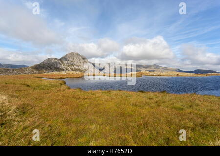 Tryfan und Carneddau Berge angesehen von den Flanken des Glyder fach Stockfoto
