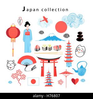 Vektorgrafik set Japan auf weißem Hintergrund Stock Vektor
