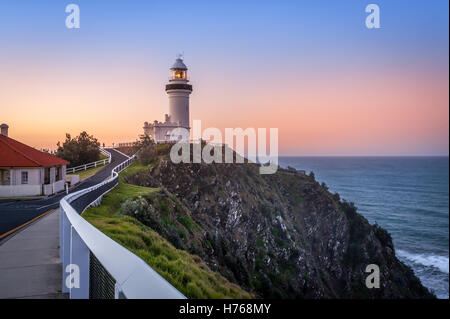 Cape Byron Leuchtturm bei Sonnenuntergang, Byron Bay, New-South.Wales, Australien Stockfoto