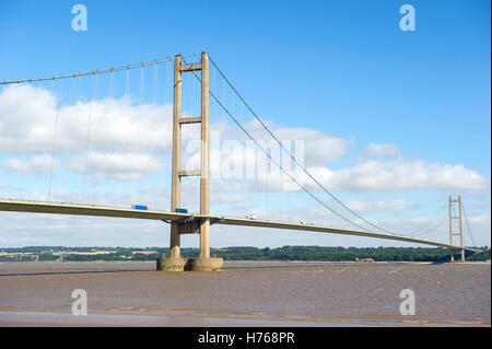 Humber Bridge über die Humber Estuary, Humberside, England, Großbritannien Stockfoto