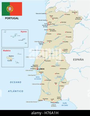 Portugal Karte mit Flagge Stock Vektor