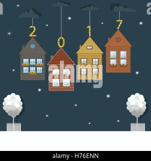 Bunte Eco Häuser, Immobilien, Weihnachtsgeschenke Stock Vektor