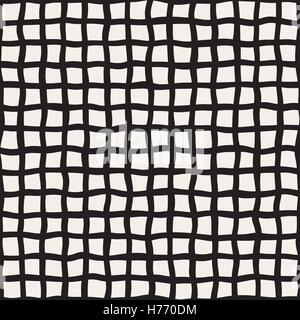 Vektor nahtlose Hand gezeichneten schwarz-weiß Gittermuster. Abstrakte Freihand Hintergrunddesign Stock Vektor