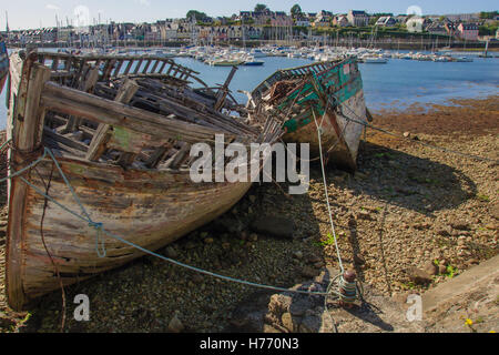 Schiffswracks, Camaret-Sur-Mer, Bretagne, Frankreich Stockfoto