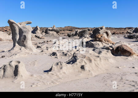 Seltsame Felsformationen in der UNESCO-World Heritage Ischigualasto Park in Argentinien Stockfoto