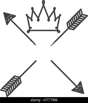 Silhouette mit Krone über Pfeile-Vektor-illustration Stock Vektor