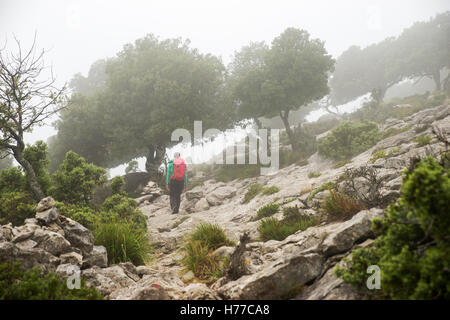 Frau Wandern in Bergen, Mallorca, Spanien Stockfoto