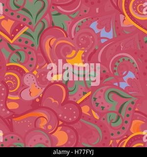 Herz rot-orange Muster. Vektor nahtlose Hintergrund. Stock Vektor