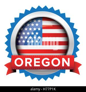 Oregon-USA Flagge Abzeichen Vektor Stock Vektor