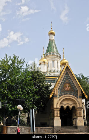 Die russische Kirche - St.-Nikolaus-Kirche der Wunder-Hersteller, eine russisch-orthodoxe Kirche in zentralen Sofia, Bulgarien. Stockfoto