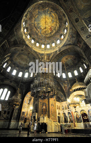 Alexander-Newski-Kathedrale. Weitwinkel Innenansicht. Sofia. Bulgarien Stockfoto