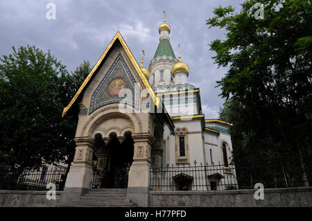 Die russische Kirche - St.-Nikolaus-Kirche der Wunder-Hersteller, eine russisch-orthodoxe Kirche in zentralen Sofia, Bulgarien. Stockfoto