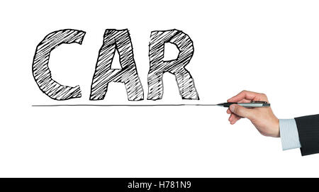 Auto von hand geschrieben, Handschrift auf transparente Board, Foto Stockfoto