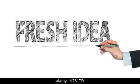 neue Idee von hand geschrieben, Handschrift auf transparente, Foto Stockfoto
