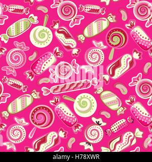 Leckere bunte Süße Lutscher Candy cane Musterdesign. Vektor-Illustration. Urlaub Hintergrund Stock Vektor