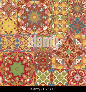 Nahtlose Hintergrundmuster. Wird endlos Fliesen. Patchwork-Muster Stock Vektor