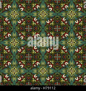 Vektor abstrakte nahtlose Patchwork Hintergrund von dunklen grau blau-weiße Ornamente, geometrische marokkanischen Muster, stilisierte Blumen und Blätter Stock Vektor