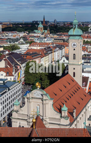 Übersicht der Stadt München - die Hauptstadt und größte Stadt des deutschen Bundesland Bayern. Die Stadt ist ein bedeutendes Zentrum der Kunst, Stockfoto