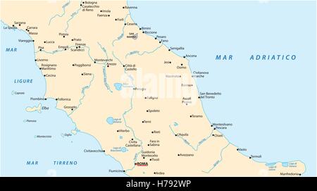Einfache Gliederung Vektorkarte von Mittelitalien Stock Vektor