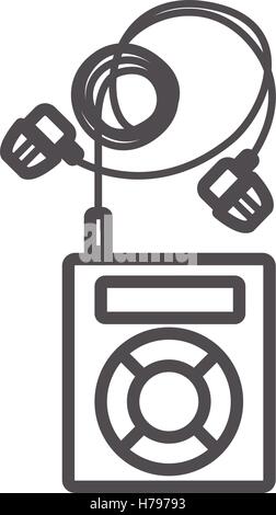 Musik-Player-Gerät mit Kopfhörer auf weißem Hintergrund. Vektor-illustration Stock Vektor