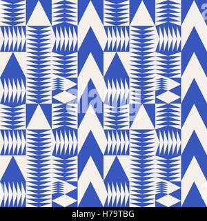 Nahtlose blau abstrakt geometrische unregelmäßige Dreieck Vektorpfeile Fliesen Muster Stock Vektor