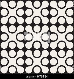 Nahtlose schwarz-weiß Vektor abgerundet Kreuz Quadrat-Muster Stock Vektor
