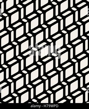 Vektor nahtlose schwarz-weiß geometrische abgerundeten Rechteck Diagonale Linien Stock Vektor