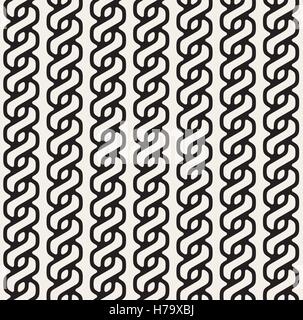 Nahtlose schwarz-weiß vertikale Vektorlinien gerundet verschrauben Ornament-Muster Stock Vektor