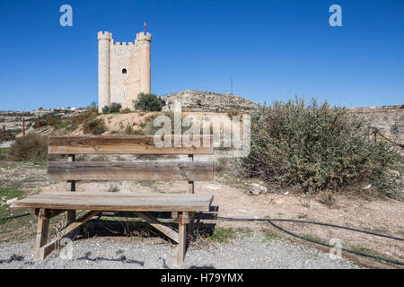 Burg der Almohaden Ursprung des Jahrhunderts XII, nehmen in Alcala del Júcar, Provinz Albacete, Spanien Stockfoto