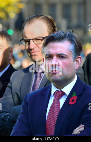 Jon Ashworth MP (Arbeit - Leicester Süd) Shadow Staatssekretär für Gesundheit, Westminster, November 2016, die Kampagnen gegen Stockfoto