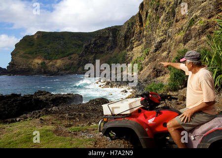 Pitcairn, Söhne von Meuterern! -07/06/2012 - Pitcairn / Pitcairn - Stadtrundfahrt auf der West Bay der Insel Pitcairn - Olivier Goujon / Le Pictorium Stockfoto