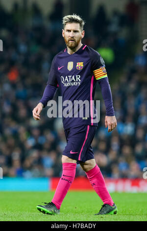 Lionel Messi (Barcelona), 1. November 2016 - Fußball / Fußball: Lionel Messi von Barcelona während der Gruppenphase der UEFA Champions League-Partie zwischen Manchester City und Barcelona im Etihad Stadium in Manchester, England. (Foto: AFLO) Stockfoto