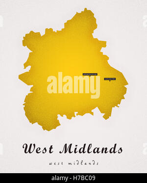 West Midlands-UK-Kunst-Karte Stockfoto