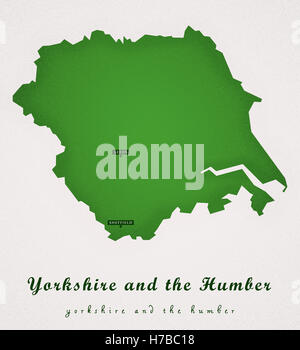 Yorkshire und Humber UK-Kunst-Karte Stockfoto