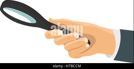 Menschliche Hand mit Lupe, isoliert Stock Vektor