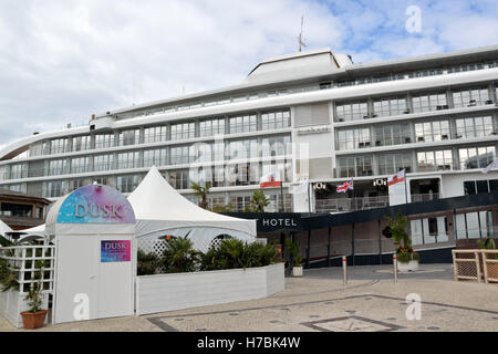 Sunborn schwimmendes Fünfsternehotel im Ocean Village Marina, Gibraltar Stockfoto