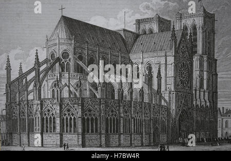 Frankreich. Paris. Notre-Dame. Kupferstich von Radcliffe, 1829. Stockfoto