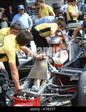 Motor-1979 Gilles Villeneuve kanadischer Rennfahrer Gruben Imola Stockfoto