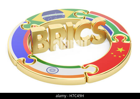 BRICS-Gipfel Konzept, 3D-Rendering isolierten auf weißen Hintergrund Stockfoto