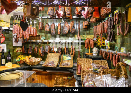 Geräuchertes Fleisch Shop, Innsbruck, Österreich Stockfoto